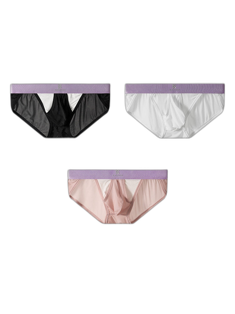 3 Pack Men's Ice Silk Breathable Mesh Low-Rise Classic Briefs