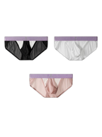 3 Pack Men's Ice Silk Breathable Mesh Low-Rise Classic Briefs
