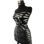 Seductive Black Bondage Harness Corset Dress