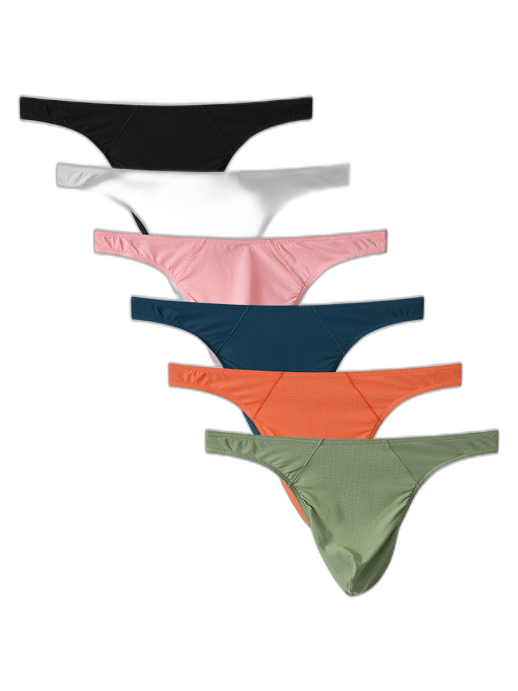 3 Pack Men's Low-Rise Performance Thong - Breathable Mesh & Smooth Fabric