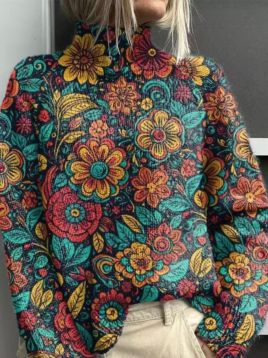 Christmas Abstract Print Casual Cardigan Coat