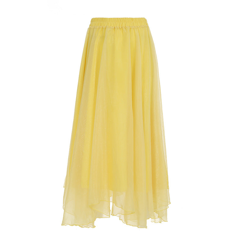 Yellow Floral-print V-neck Slip Dress With High Waist And Mesh Paneling