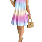 ST22079 Women's Summer Off-Shoulder Halter Tie Loose Printed Dress