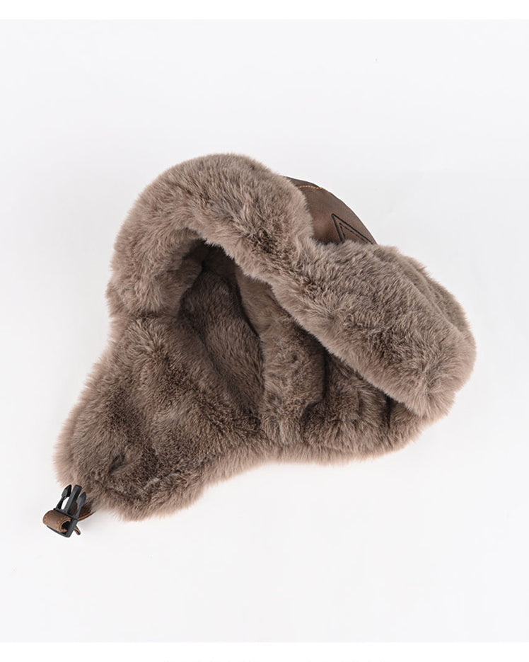 Vintage Leather Earflap Aviator Hat