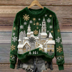 Women's Christmas Crew-neck Patterned Top