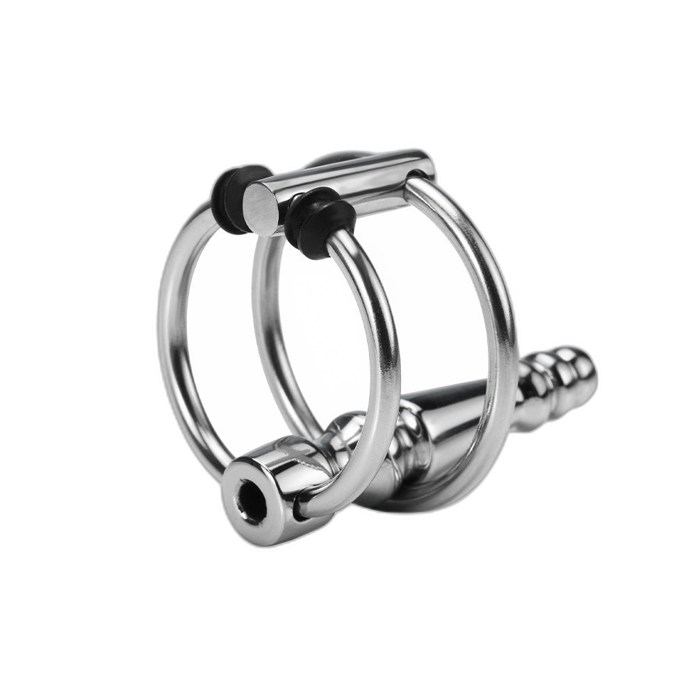 Stainless Steel Hollow Penis Plug with Twin Rings