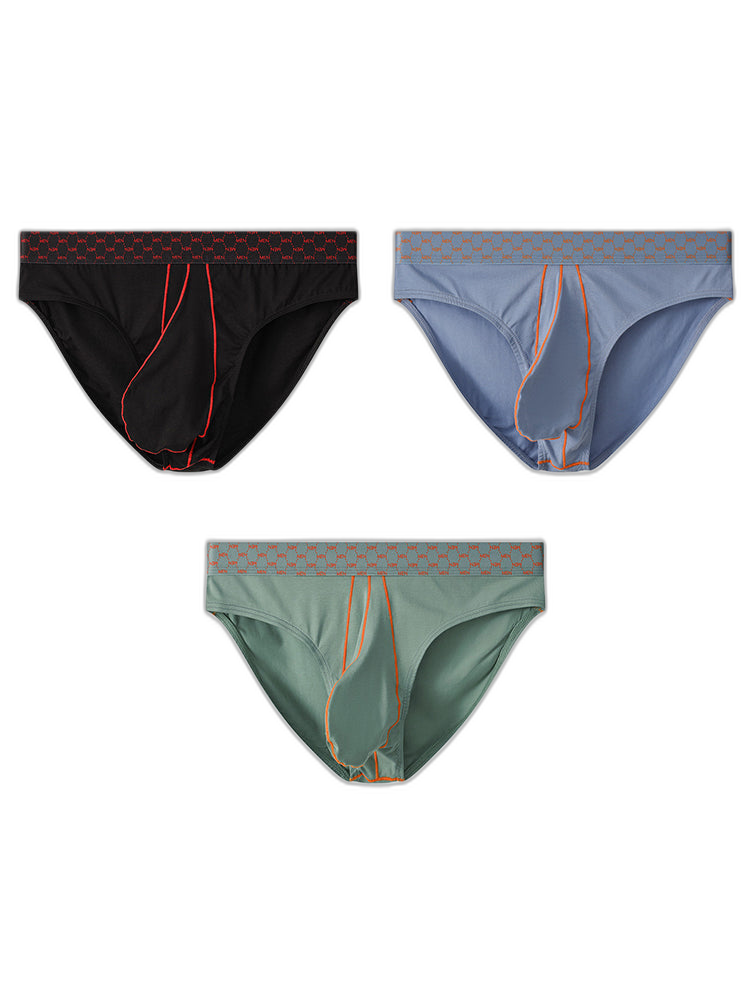3 Pack Men's Sexy Large Pouch Breathable Comfortable Cotton Briefs