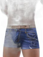 2 Pack Men's Denim Printed Cotton Boxer Briefs