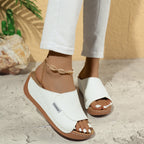 Summer Wedge Slides Slippers Fashion Fish Mouth Thick Bottom Roman Shoes Solid Color Beach Sandals For Women