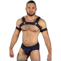 Mr S Leather Neoprene Bulldog Harness | Navy Blue