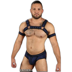 Mr S Leather Neoprene Bulldog Harness | Navy Blue