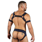 Mr S Leather Neoprene Bulldog Harness | Navy Blue