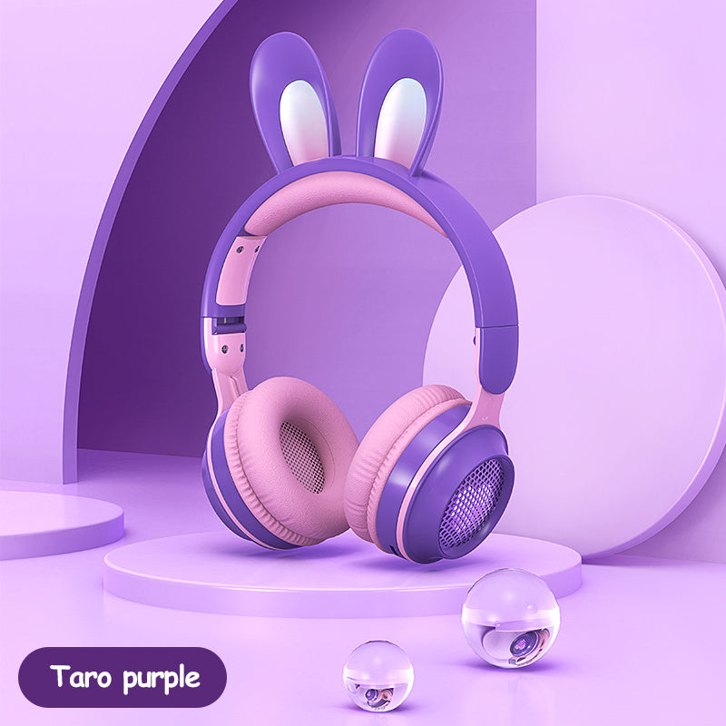 LED Rabbit Ear Wireless Headphones - RGB Light Up Bluetooth 5.0 Headset for Kids & Teens