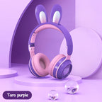 LED Rabbit Ear Wireless Headphones - RGB Light Up Bluetooth 5.0 Headset for Kids & Teens