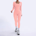 Threaded Square Collar Buttocks Slim Jumpsuit