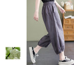 Women's Korean Style Cotton And Linen Casual Ninth Pants