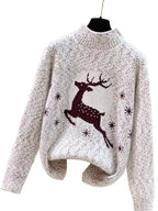 Women's Casual Christmas Half-Neck Pullover Jacquard Top