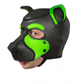Mr S Leather NEOPRENE FRISKY Puppy Hood | Black & Lime