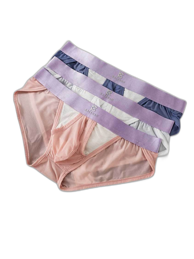 3 Pack Men's Ice Silk Breathable Mesh Low-Rise Classic Briefs