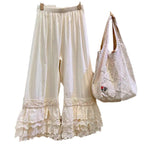 Fairystyle Fourlayer Lace Layered Design Highwaisted Loosefit Casual Pajama Pants