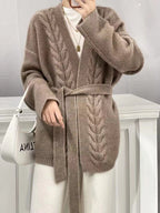 Wool Knit Cardigan For Women Mid-length Autumnwinter Style