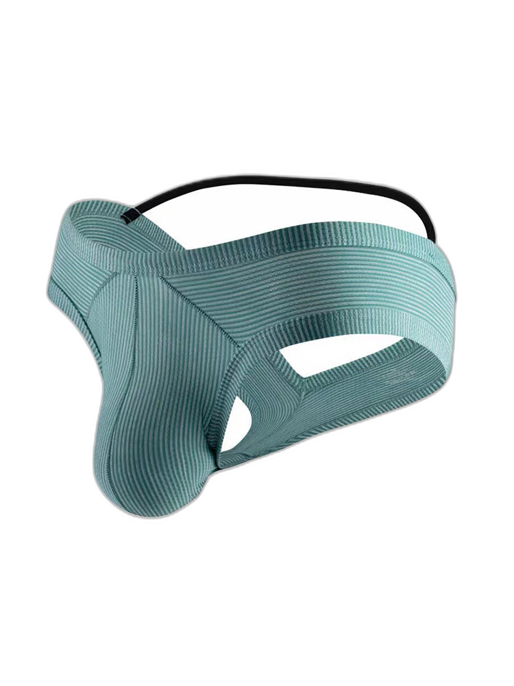 2 Pack Men's Low Rise Back Hollow 3D U-convex Large Pouch T-Back Briefs