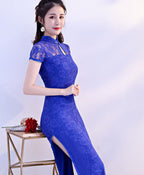 Retro-style modified dance cheongsam lace long high-slit dress
