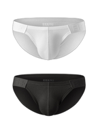 2 Pack Men's Solid Color Low Rise Sweat-Absorbent Large U-Shaped Small Pocket Briefs
