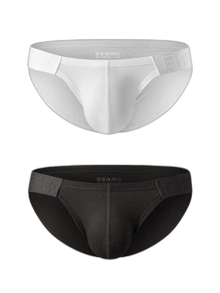 2 Pack Men's Solid Color Low Rise Sweat-Absorbent Large U-Shaped Small Pocket Briefs