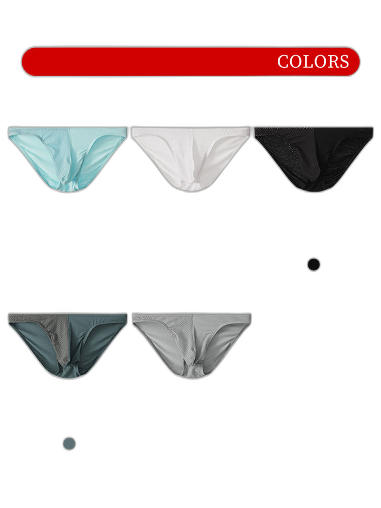 3 Pack Men's Mesh Sexy Low Waist Big Pouch Briefs