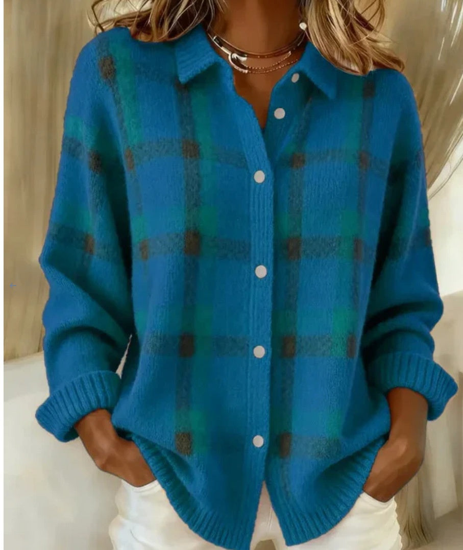 Women's Blouse With A Turn-down Collar And Cardigan-style Top