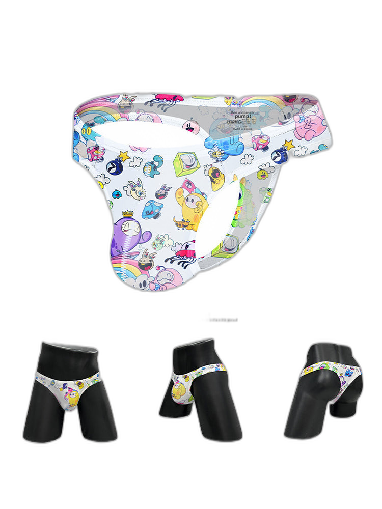 2 Pack Men's Low-Rise Sexy Print Thong
