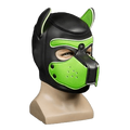 Mr S Leather NEOPRENE Puppy Hood | Black & Lime Green