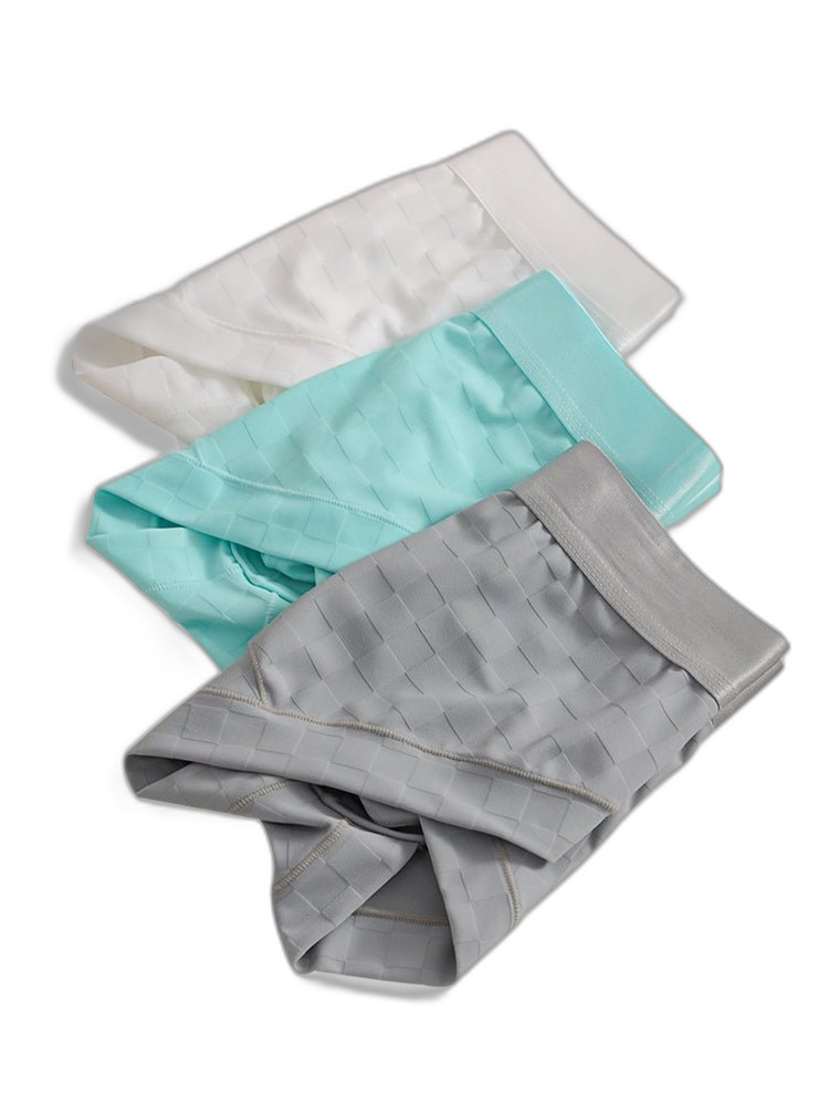 3 Pack Men's Cooling Silktech Briefs - U-Pouch Design & Checkered Antibacterial Lining