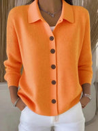 Button-knitted Lapel Sweater Cardigan Coat For Women