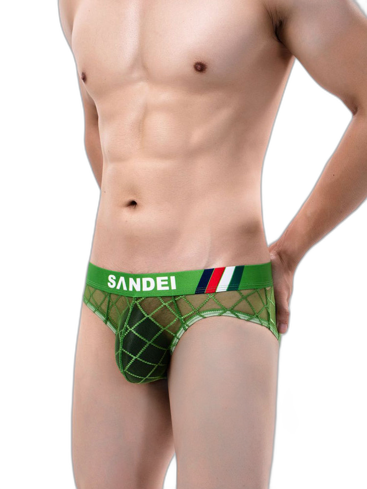 3 Pack Men's Low-Rise Lace Sexy Mesh Briefs And Thongs