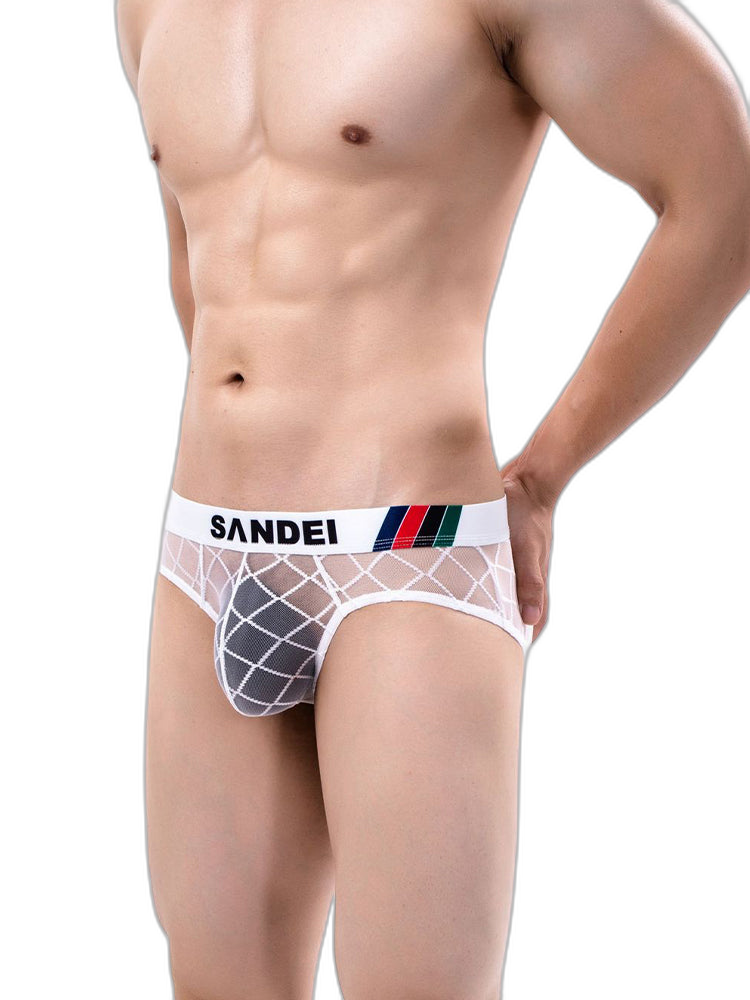 3 Pack Men's Low-Rise Lace Sexy Mesh Briefs And Thongs