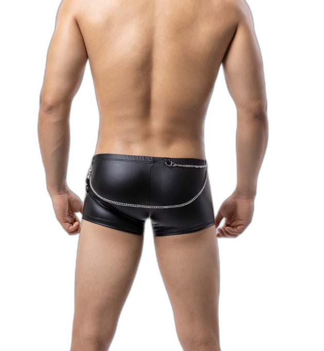 Leather Boxer Briefs with Collar & Leash Set