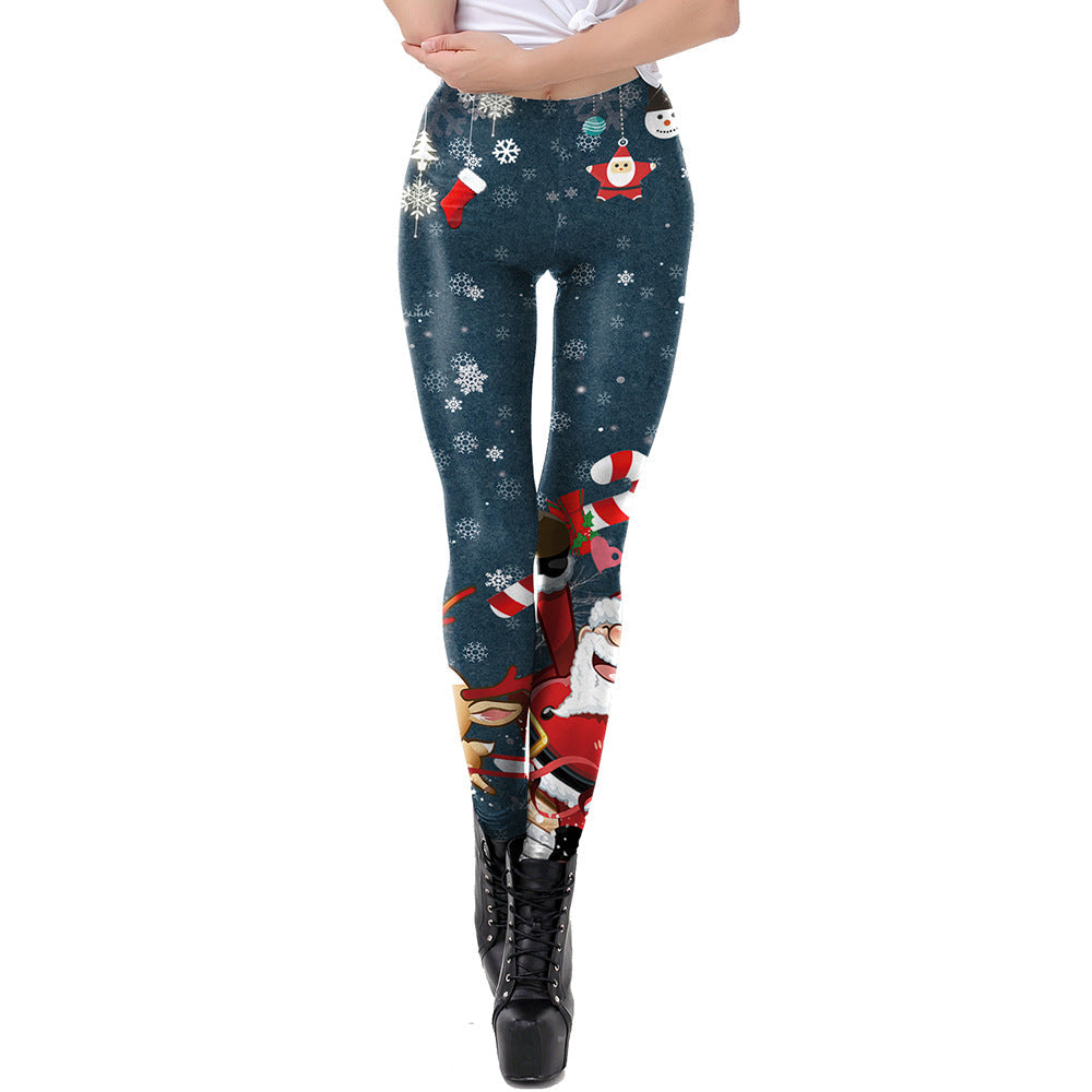 Women's Lace Christmas Print Stretch Leggings