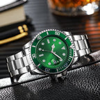 Luminous Solid Steel Strap Single Calendar Men's Watch
