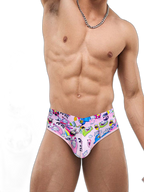 2 Pack Men's Playful Cartoon No-Tag Comfortable and Breathable Briefs