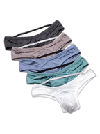 2 Pack Men's Low Rise Back Hollow 3D U-convex Large Pouch T-Back Briefs