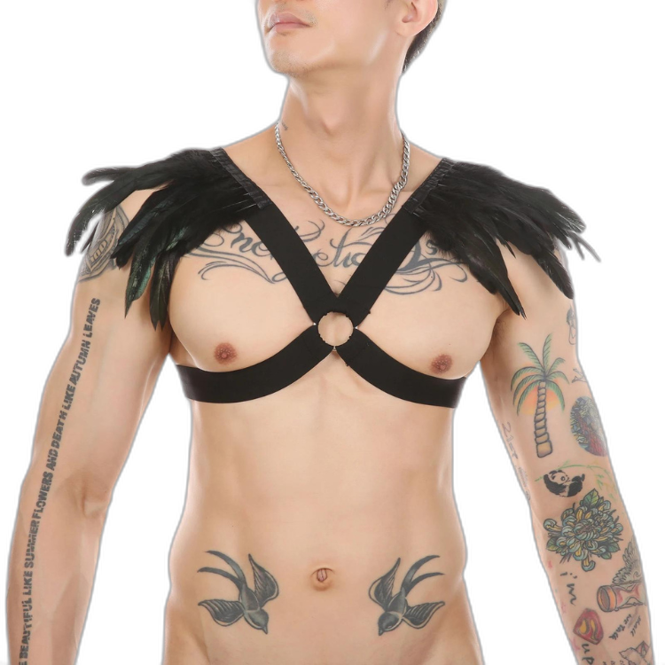 Men's Feather Decorative Harness Strap