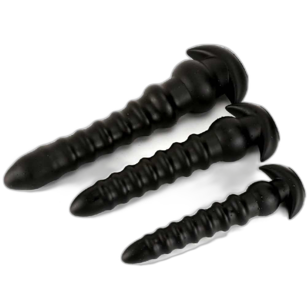 Cracker - Silicone Butt Plug - Deep Anal Sex Toy - Ribbed Anal Dildo - 3 Sizes