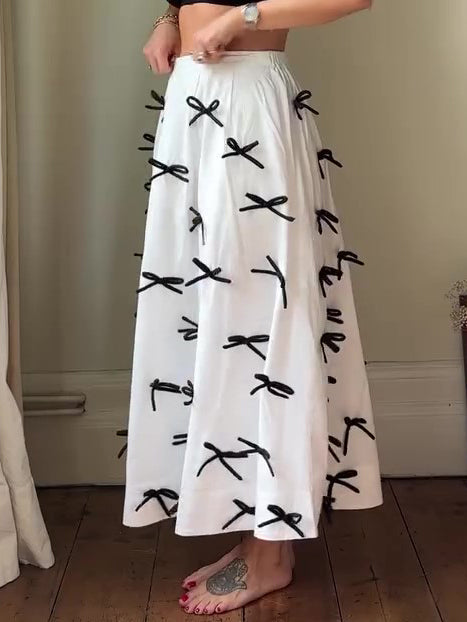Elegant Bow Midi Skirt - High Waist Bodycon Skirt for Women