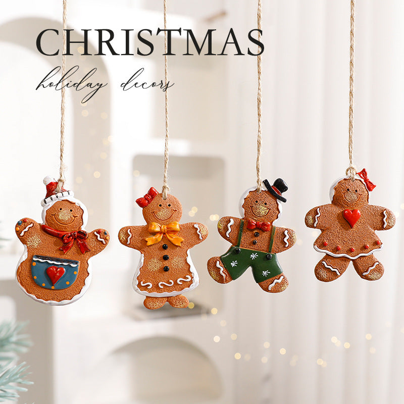 Festive Christmas Ornaments - Handcrafted Resin Gingerbread & Snowman Pendants