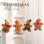 Festive Christmas Ornaments - Handcrafted Resin Gingerbread & Snowman Pendants