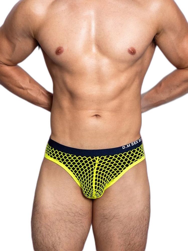 3 Pack Men's Low-Waist Sexy Big Mesh Breathable Transparent Sports Briefs