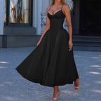 Elegant High-end Strapless Solid-color Long Dress