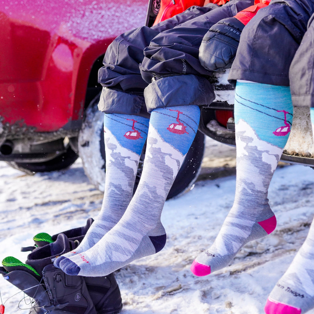 Mens Merino Wool Yeti Patterned Knee High Midweight Ski Snowboard Socks